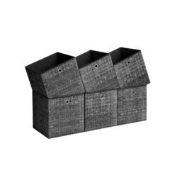 Set of 6 Storage Boxes Heathered Black