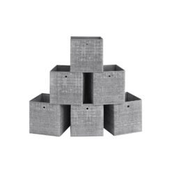 Set of 6 Storage Boxes Heathered Grey
