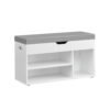 Shoe Bench with Cushion and 3 Compartments Cloud White