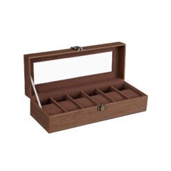 Watch Box with 6 Slots, Watch Box, Glass Lid, Removable Pads