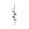 Adjustable Shower Caddy - Stainless Steel Corner Shelf with 4 Tiers, 3 Hooks & Towel Bar for Bathroom, Silver & Black
