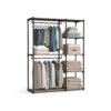 Open Wardrobe with 2 Hanging Rods & Shelves, Portable Closet Organizer for Bedroom/Laundry Room, Rustic Taupe Storage Unit