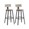 Set of 2 Bar Stools Heather Greige and Ink Black