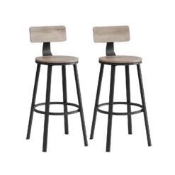 Set of 2 Bar Stools Heather Greige and Ink Black
