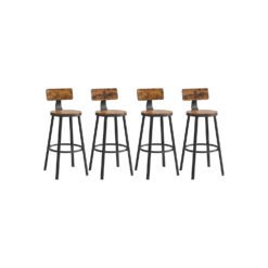 Bar Stools Set of 4, Kitchen Breakfast Bar Chairs, with Backrest