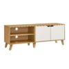 TV Cabinet, 140 cm Long TV Stand with 2 Doors Straw Yellow and Cream White