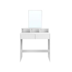 Rectangular Mirror Dressing Table with 2 Drawers and 3 Open Compartments