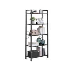 5-Tier Standing Bookshelf Ebony Black and Ink Black