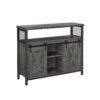 Sliding Barn Door Sideboard with Adjustable Shelves, Stone Grey & Ink Black