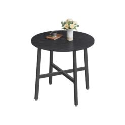 Dining Table 80 x 75 cm (Dia. x H) Industrial Style Ebony Black and Ink Black