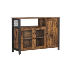 Storage Sideboard with 3 Doors Rustic Brown and Black