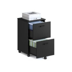 2-Drawer Filing Cabinet for A4 Letter-Size Files Matte Black
