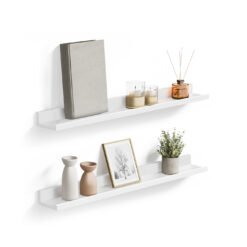 Set of 2 White Wall-Mounted Picture Ledge