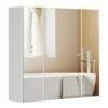 White Wall-mounted Storage Cabinet with 3 Mirrors