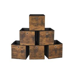 Set of 6 Brown & Black Folding Storage Box