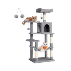 Grey Cat Condo with Hammock & Pompoms