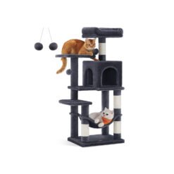 Cat Tree Tower 112 cm Cat Condo with 4 Scratching Posts Smoky Grey