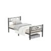 Black Single Metal Bed Frame with Headboard