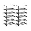 Set of 2 Black Shoe Storage Organiser with 5 Shelves