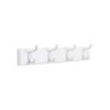 White Wall-Mounted Coat Rack with 4 Metal Hooks