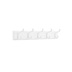 Wall-Mounted Coat Rack with 5 Dual Metal Hooks Cloud White