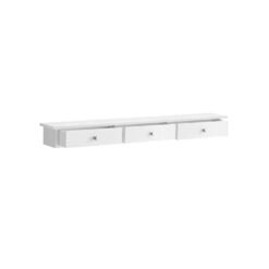 White Wall-Mounted Floating Shelf with Drawers