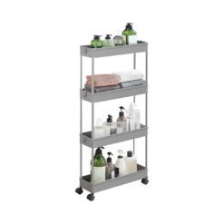 Grey 4-Tier Slim Plastic Storage Cart