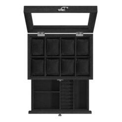 Watch Box with 8 Slots and Watch Pillows Ink Black