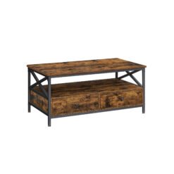Industrial Brown Coffee Table with Drawers
