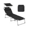 Sun Lounger Folding with Sunshade Headrest Adjustable Backrest