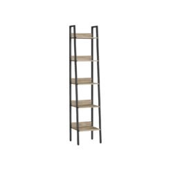 5-Tier Narrow Shelf Camel Brown and Black