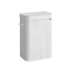 72 L Bamboo Laundry Hamper with Handles Cloud White