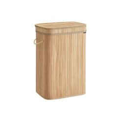 Bamboo Laundry Hamper with Lid Natural Beige