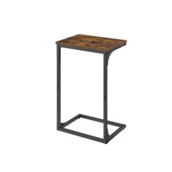C-Shaped Side Table Rustic Brown and Black