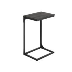 C-Shaped End Table with Metal Frame Misty Grey and Ink Black