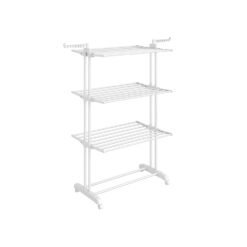 Stainless Steel 4-Tier Clothes Drying Rack with Expandable Wings - Foldable Indoor/Outdoor Laundry Airer, Space-Saving Cloud White