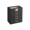 6-Tier Jewellery Box with Glass Lid Graphite Black and Gold Colour