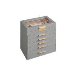 6-Tier Jewellery Box with Lid Dove Grey and Gold Colour