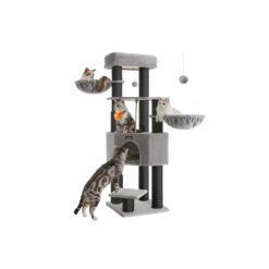 Heavy-Duty Cat Tower with Self-Warming Pads, 2 Self-Groomers, 9 Scratching Posts