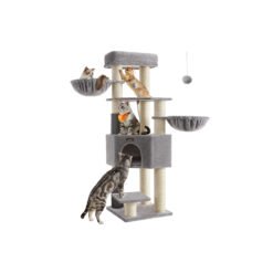 Heavy-Duty Cat Tower with Self-Warming Pads, 2 Self-Groomers, 9 Scratching Posts