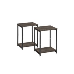 2-Tier Side Tables Set of 2 Chestnut Brown and Ink Black