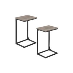 C-Shaped Side Tables Set of 2 Heather Greige and Ink Black