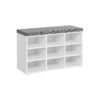 Storage Bench with Padded Seat and 9 Compartments White