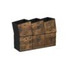 Foldable Storage Cubes Set of 6: 33cm Cube Bins with Handles, Oxford & Non-Woven Fabric, Rustic Brown & Black