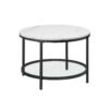 Round Coffee Table Marble White and Ink Black