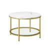 Round Coffee Table Marble White and Pale Gold