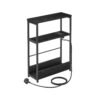 3-Tier Slim Side Table Ebony Black and Ink Black