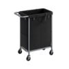 140L 2-Compartment Laundry Basket on Wheels Ink Black