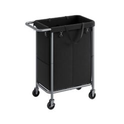 140L 2-Compartment Laundry Basket on Wheels Ink Black