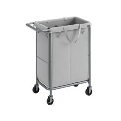140L 2-Compartment Laundry Basket on Wheels Dove Grey